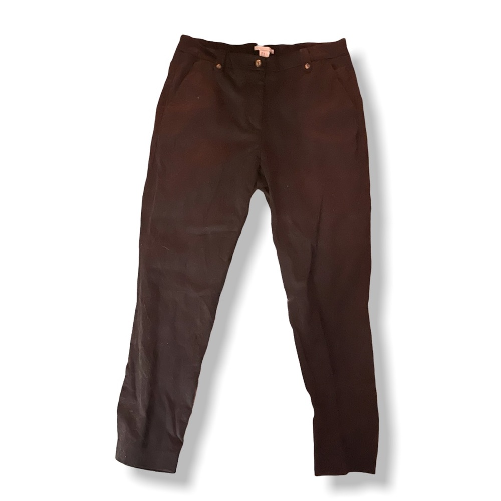 H&M Woman’s Black High Waist Cotton Straight Leg Twill Dress Pants Size: 10 - Picture 3 of 10